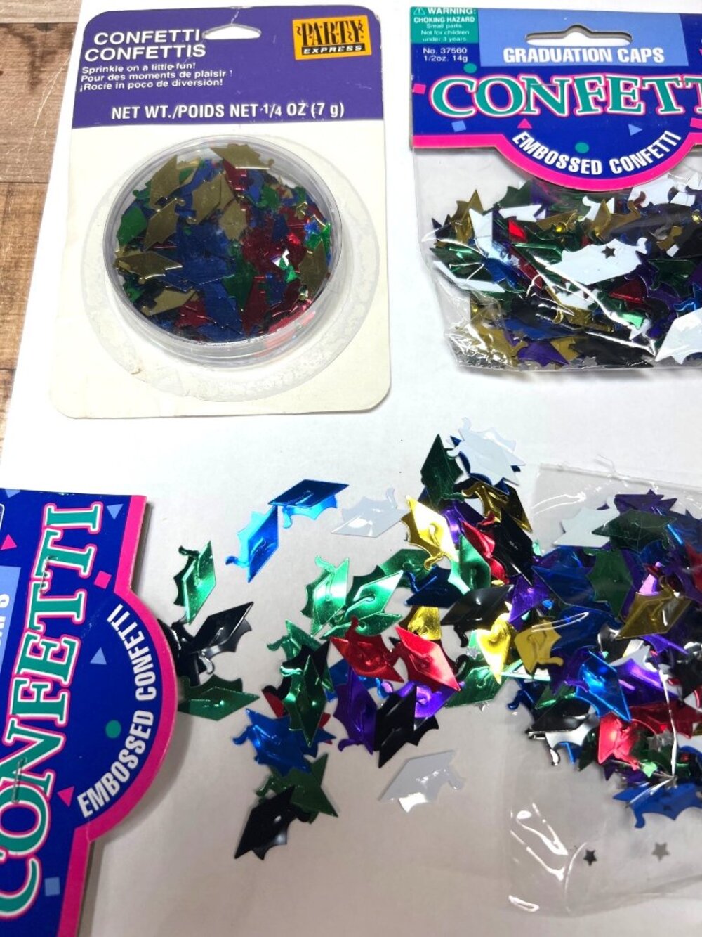 3 Pkg Table Scatter Graduation Cap Embossed Confetti Set